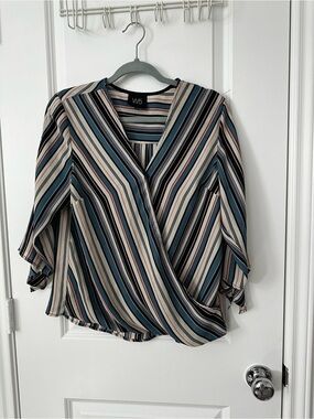 W5 Anthropologie Striped Wrap Blouse